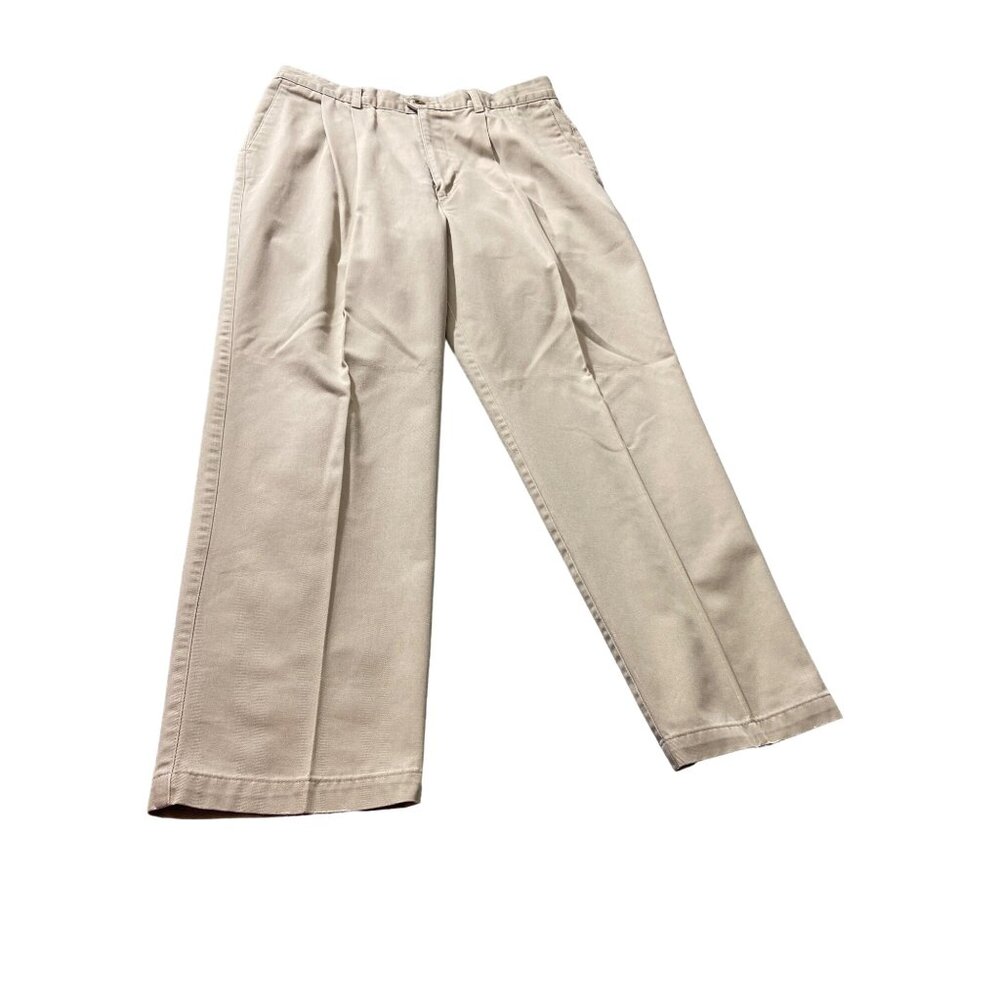 Dockers Men Khaki Beige W36 L38 Pleated Classic Fit No Wrinkle Preppy Minimalist
